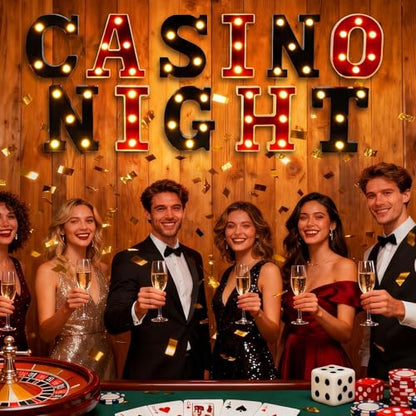 Aurelema Sukkot Large LED Letter Sign LED Lights Battery Powered Table Decoration for Party Gift Tabletop Decoration(Casino Night) - size: 8.27 inches, style: Casino Night