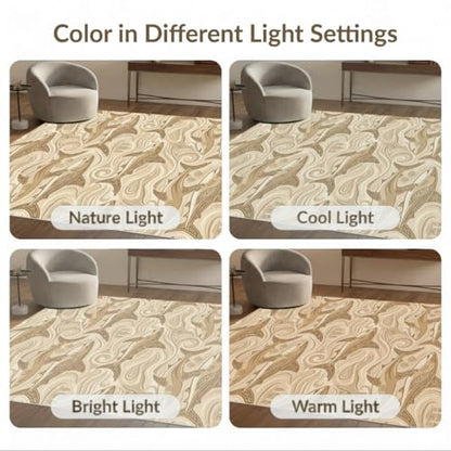 4'x6' Washable Bohemian Swirl Accent Rug, Tan Non-Shedding Small Carpet Pet Friendly & Non-Slip for Playroom, Bedroom, Reading Nook | Ref:2067663 - color: Beige/Pattern 21, size: 4' x 6' (Rectangular)