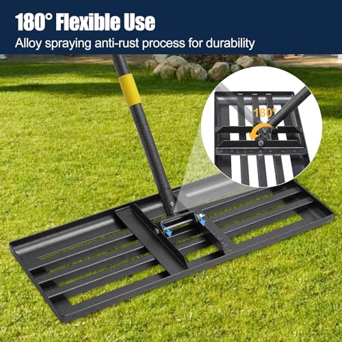 Lawn Leveling Rake 30"x10" for Lawn Care - 72" Extendable Stainless Steel Handle with Ergonomic Grip | Professional Grass Leveling Tool for Golf Courses, Soccer Fields, Backyard Turf Maintenance - size: 30x10", 72"