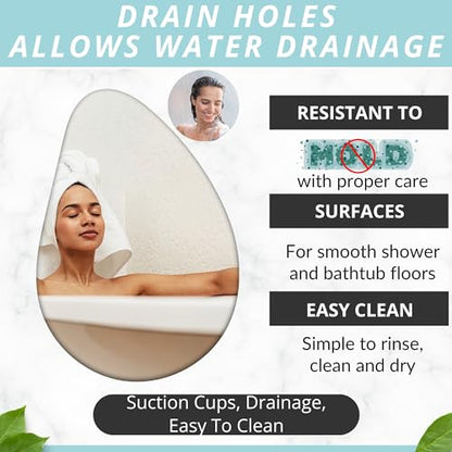 ENKOSI Non-Slip Bath & Shower Mat 40x16 Extra Long, Suction & Drain Holes | Pebble spa look; Durable PVC; 40x16 in, Pebble - color: Pebble