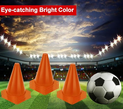 7 Inch Soccer Cones with Carry Bag,15 Pcs Sports Training Cones, Basketball Football Skating Drills Cones, Small Plastic Agility Marker Cone For Indoor and Outdoor Games,Orange Mini Traffic Cones
