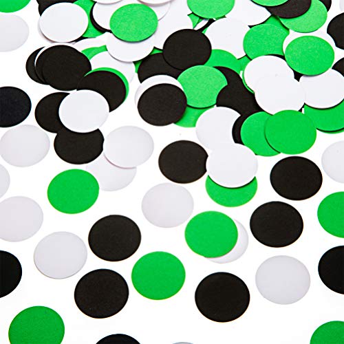 Glitter Confetti Circle Dots for Table Wedding Birthday Party Decoration, 1.2 inch in Diameter (black,green,white,200pc) - color: Black,green,white