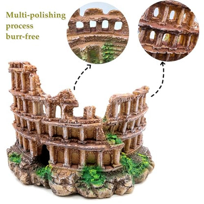 M2cbridge Antique Roman Column Ruins European Castle Aquarium Decorations Fish Tank Hideout Rocks (Roman Column Ruins) - color: Roman Column Ruins