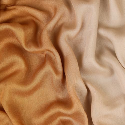Gradient Dual Color Scarf，Elegant Ombre Headwraps Hijab, Modal Cotton Feel Lightweight Sunscreen Shawls for Women - color: 4#yellowbeige