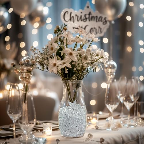 HappyFiller 114 PCS Clear Mini Acrylic Snowflake No Holes for Vase Fillers | Table Scatters,Sensory Bin Filler Gems ,Home Centerpieces,DIY Arts Crafts - color: Clear