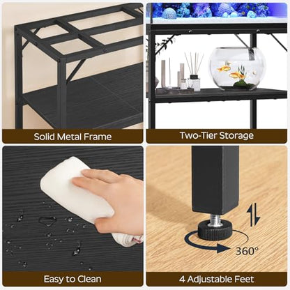 MAHANCRIS Over The Toilet Storage and Fish Tank Stand Bundle, 4 Tier Bathroom Organizer Over Toilet, Aquarium Stand with 2-Tier Storage Shelves, Storage Rack for Home Office, TSHB0401-FTBK3001