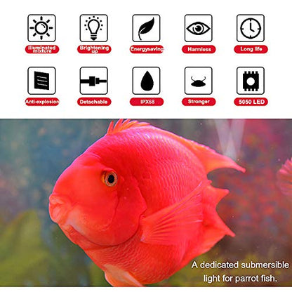 MQ 23 in Submersible LED Aquarium Light, 9W Color Changing Fish Tank Light with Remote Control, IP68 Crystal Glass 30 LEDs Lights Bar, for Fish Tank 30-37 inch - size: 30LED-Length 23"
