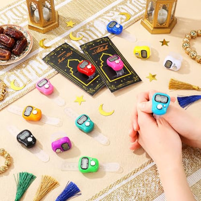 Relaxweex 12 Pack Electronic Finger Tasbeeh Counter Eid Al Adha Gift Eid Mubarak Party Favor with Mubarak Inspiration Card Islamic Prayer Tally Tasbeeh Counter Ring Prayer Ring - style: Classic