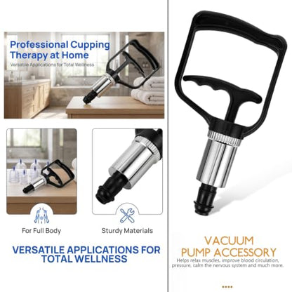 Cupping Pump Hand Vacuum Pump Replacement Strong Suction Manual Pressure Cupping Tool for Muscles, Physical Therapy