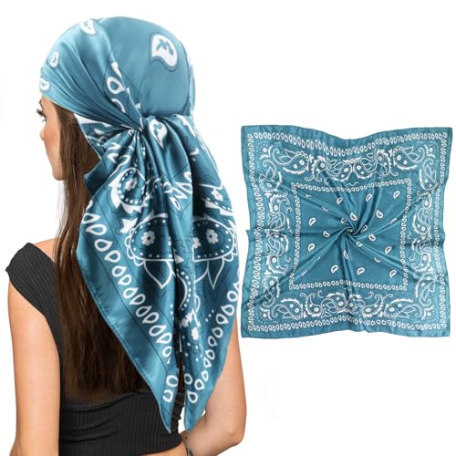 vimate 35" Square Silk Like Head Scarf - Women's Fashion Satin Scarf Bandana for Hair Wrapping at Night. - color: G#. Style--67