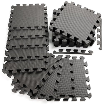 20 Sq Ft Gym Floor Mats, 0.5" Thick Interlocking Foam Tiles | Non-slip,High-density EVA interlocking mats for Home Exercise & Kids,Water-resistant,Easy to Clean,Anti-Fatigue - color: Black
