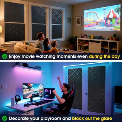 Coavas Blackout Window Privacy Film 100% Light Blocking 17.5"x118" | Static Cling Removable Frosted Privacy Cover, Heat Control Room Darkening Shade for Daytime Sleep, Bedroom, Nursery - color: Blackout, size: 17.5 x 118 Inch