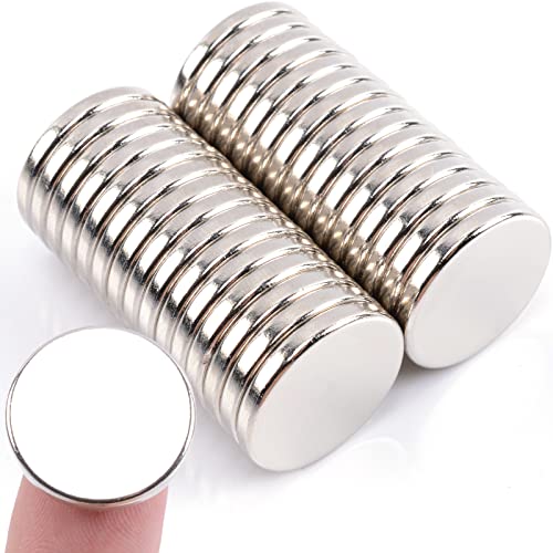 MIN CI 30 Pcs Super Strong Rare Earth Magnets, 20 x 3 mm Decorative Round Silver Neodymium Fridge Magnets, Multifunctional for Crafts, Whiteboard, Locker - size: 20mm x 3mm 30 Pack