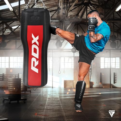 RDX Uppercut Unfilled Punch Bag for Boxing, Kickboxing Training, Maya Hide Leather Angled Heavy Bag Set with Punching Gloves for MMA, Muay Thai, Grappling, Sparring, BJJ and Taekwondo