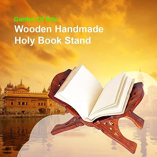 Garden Of Arts Wooden Handmade Quran Geeta Bible Holder Support Stand Reading Book Holder Display Folding Religious Prayer Stand Wooden Holy Book Stand Medium Size 13 Inches - size: Rehal 13 Inches