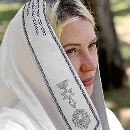 HalleluYAH Messianic Tallit Prayer Shawl 72"x 22" with Bag For Men & Women - color: Navy Blue