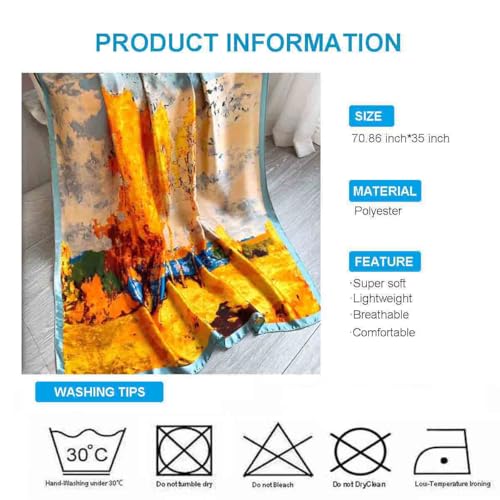 Xyueanlo Scarfs for Women Lightweight Scarves Fashion Print Floral Pattern Head Scarf Wraps Shawls - color: Blue Yellow