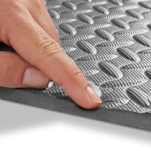 Philosophy Gym Pack of 6 Exercise Flooring Mats - 24 x 24 Inch Foam Rubber Interlocking Puzzle Floor Tiles - Gray - color: 24 Sq Ft, 1/2" Thick - Gray