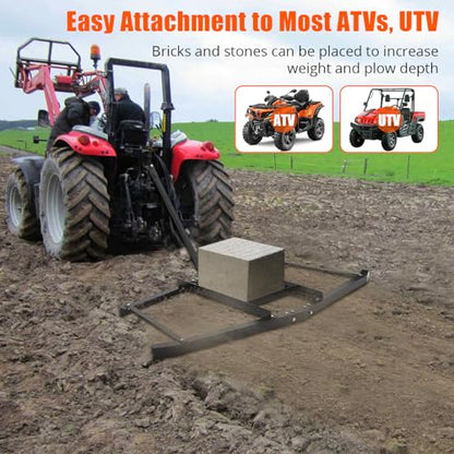 Garvee 66 Inch Wide Heavy Duty Drag Harrow – Pin Hitch, Tow Behind Landscape and Lawn Leveling Rake, Grader and Spreader for Tractors, ATVs, UTVs, Mowers – 50lbs Max Load, 35 Inch Length, for Gravel - size: 66 in