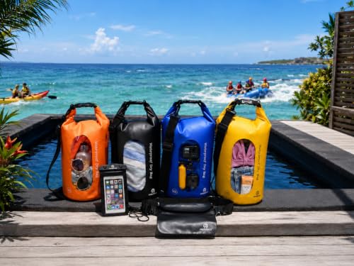 Freegrace Waterproof Dry Bag Set of 3 - Submersible Dry Sack with Double Zip Lock Seals - Includes Waist Pouch & Phone Case - Perfect for Kayaking, Swimming, Boating & Rafting (Yellow(Window), 20L) - color: Yellow, size: 20L, style: Window