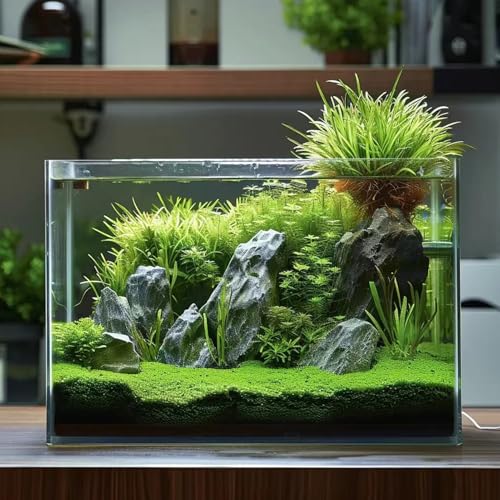 Vimvins 10 Gallon Glass Fish Tank, Easy to Maintain Small Aquarium for Betta/Goldfish/Snails/Shrimp and Aquatic Planting. - size: 10 Gallon