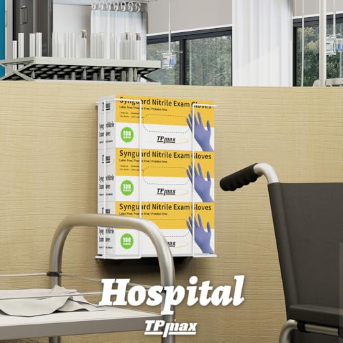 TPmax L Size Gloves Box Holder Glovesbox Wire Rack Dispenser for Gloves,Tissues Paper Towels Organizer - Mounting Accessories Included - Holds 3 boxes - Perfect for Lab, Food Service and Home - style: Triple