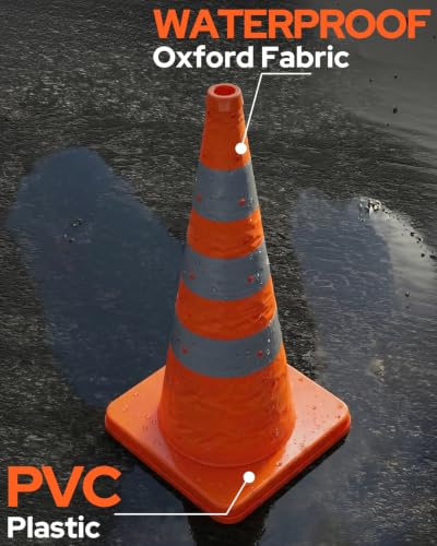 2 Pack 36 Inch Collapsible Traffic Safety Cones, Orange Pop Up Cones with Reflective Collar, Multi Purpose Road Cones for Road Safety, Parking Lot, Driving and Sport Training - size: 36 Inch