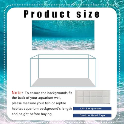 30X18IN Natural Undersea Aquarium Background, Undersea Beach Fish Tank Background, with 8 EVA Double-Sided Tape - color: Sea, size: 30X18in/75X45cm