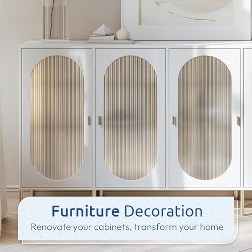 rabbitgoo Reeded Glass Window Privacy Film, Non Adhesive, 23.6" x 118.1" - color: Reeded, size: 23.6" x 118.1"