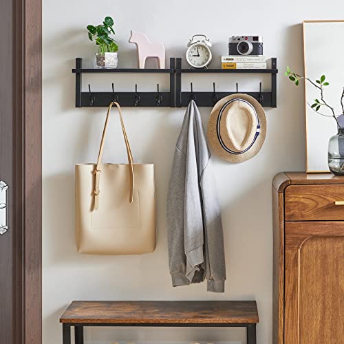 YMYNY Coat Rack Shelf Wall Mounted, Coat Hooks Set of 2, Entryway Coat Hanger with 8 Hooks, 31.5" Wall Floating Shelf with Hat Rack, for Kitchen, Bedroom, Bathroom, Black UHWS001B-2 - color: Black, size: 31.5"-2 pack