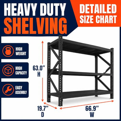 Heavy Duty Fish Tank Stand, Aquarium Terrarium Stand with 1500Lbs Capacity Per Shelf, Large Metal Utility Rack for Multiple Tanks, Garage and Basement, Black 3-Tier, 63.0" H×66.9" W×19.7" D - size: Heavy Duty 3-Tier, 63.0"H×66.9"W×19.7"D