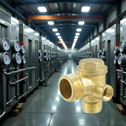 Gold Female Thread Check Valve 3-Port Brass Male Threaded Air Compressor Check Valve Central Pneumatic Air Compressor Accessories Air Compressor Replacement Parts，Valves，Check Valves
