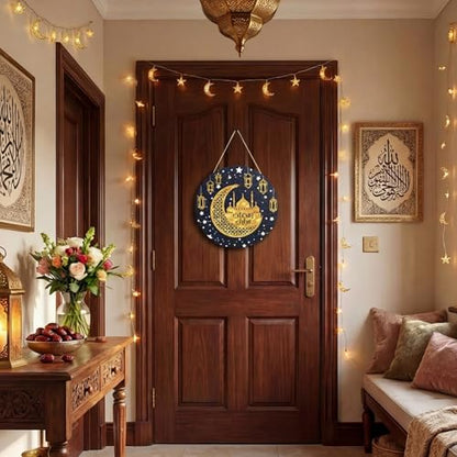 Smile Ramadan Eid Mubarak Wooden Block Sign Decorations, Ramadan Islamic Tiered Tray Muslim Party Tabletop Home Decor - style: Ramadan