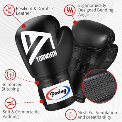 Boxing Gloves for Men Women, Training Sparring Boxing Gloves, Heavy Punching Bag Workout Gloves for Boxing Kickboxing Muay Thai Mixed Martial Arts MMA Training - color: Black(2pack)