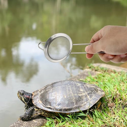 Reptile Sand Shovel and Manure Residue Scoop with Fine Mesh Stainless Steel 2pcs for Terrarium Cleaning and Reptile Box Maintenance