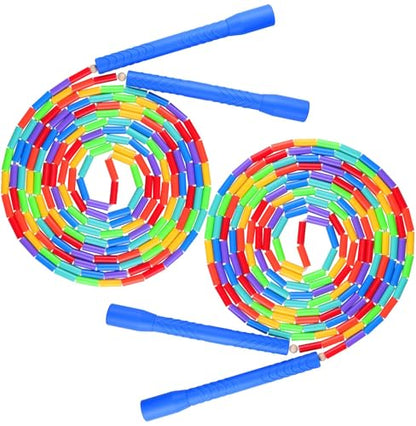 16.5FT Double Dutch Jump Ropes for Adults Kids 2-PACK | Rainbw Long Jump Rope, 1” Beaded Jump Rope for Fitness, Segmented Skipping Ropes for Exercise Training, Tangle-Free - color: Rainbow-2Pcs