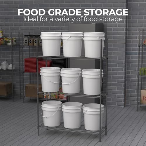 3.5-Gallon White Bucket Pail Container with Lid | Food Grade | Heavy-Duty Approx 90 MIL Extra Durable | Metal Handles with Plastic Grip | Multi-Use | Easy Stack and Store | BPA Free - 2 Pack - color: White - 3.5 Gallon, size: 2 Packs
