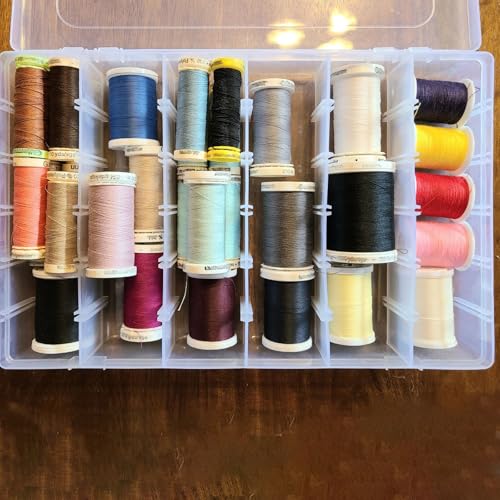 6 Pack 36 Grids Plastic Bead Organizer Box with Dividers and 600 PCS Label Stickers, Clear Small Tackle Box Part for Craft and Bead Storage