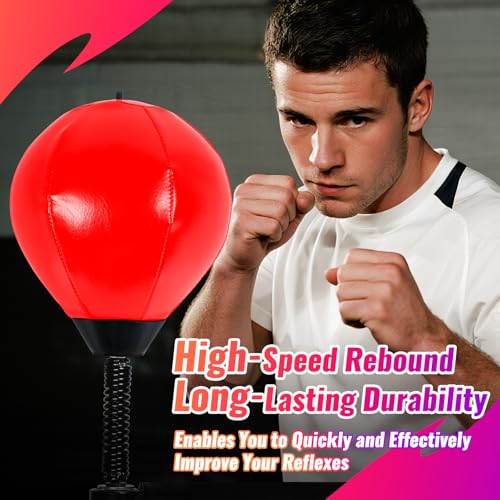 2 Boxing Speed Ball Universal 8mm Screw Replaceable Spare Sandbag with Ball Pump for Dynamic and Enduring Training Sessions（Red）