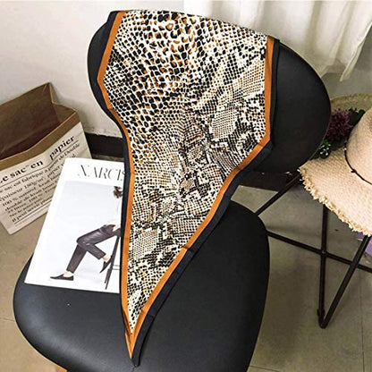 GERINLY Silk Hair Scarf Animal Print Leopard Neck Scarf Summer Neckerchief for Women Bag Purse Accessory - color: Snake Skin