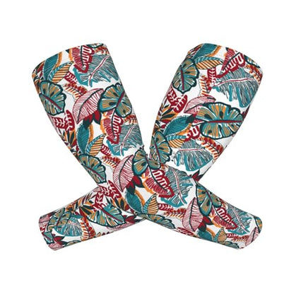 Arm Sleeves Outdoor Garden Sports Cooling Sun Sleeve for Women Men Farm - color: Hawaiian Leaves Tropical