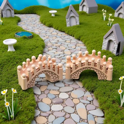 2 Pcs Gray and Brown Miniature Stone Arch Bridges - Fairy Garden Ornaments for Dollhouse, Aquarium, Lawn, Patio, and DIY Micro Landscape Decor, Mini Fairy Garden Accessories for Outdoor and Fish Tank
