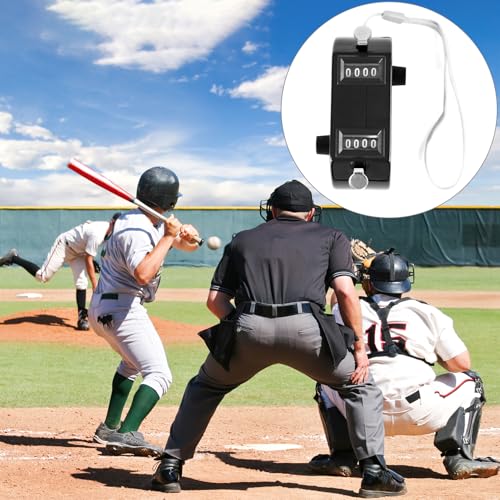 QWORK 2 Pack Black Dual Pitch Counter - Tally Click Counter/Score Tracker/Digital Counter for Baseball Pitches - Handheld and Lightweight with 9999 Max Count