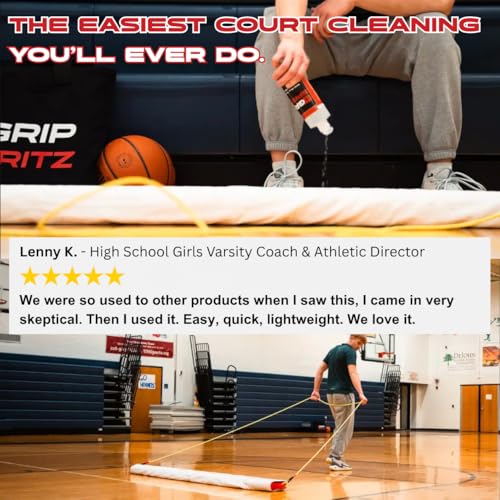 Grip Spritz Court Mop Cleaning Solution - 30 Packets of Hardwood Gym Floor Cleaner, 30 Cleanings for Athletic Floors, Industrial or Commercial Hallways, and Wrestling Mats