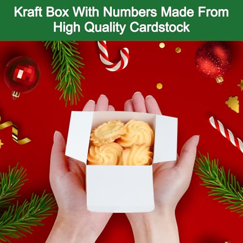 ONESING 24 Pcs DIY Christmas Advent Calendar Boxes for 2024, 24 Days Countdown Calendar Gift for Adults and Kids Christmas Cardboard Number Boxes Make & Fill Your Own Advent Calendar Boxes, Lovely Xmas Kraft Papper Box - color: Style-E