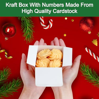 ONESING 24 Pcs DIY Christmas Advent Calendar Boxes for 2024, 24 Days Countdown Calendar Gift for Adults and Kids Christmas Cardboard Number Boxes Make & Fill Your Own Advent Calendar Boxes, Lovely Xmas Kraft Papper Box - color: Style-E