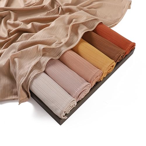 Ribbed Jersey Hijab Scarf for Women, Hijab for Women Muslim Breathable Stretchy Hajib - color: Rust