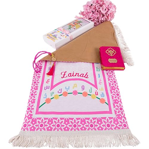 IEF Personalized Eid Gifts Prayer Mat, Birthday Gifts Quran Prayer Beads Set, Anniversary Gift Chenille Prayer Rug Pearl Prayer Beads Arabic Quran for Girls (Girl, Model-2) - color: Model-2