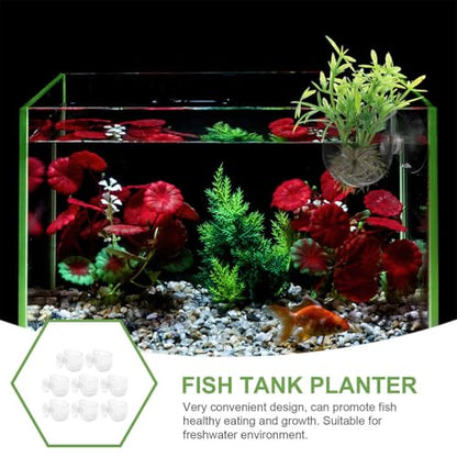 BESPORTBLE 8Pcs Hanging Aquarium Plant Holder, Acrylic Fish Tank Planter for Hydroponic Plants, Clear Space-Saving Aquatic Suction Cups for Home, Office, Hotel