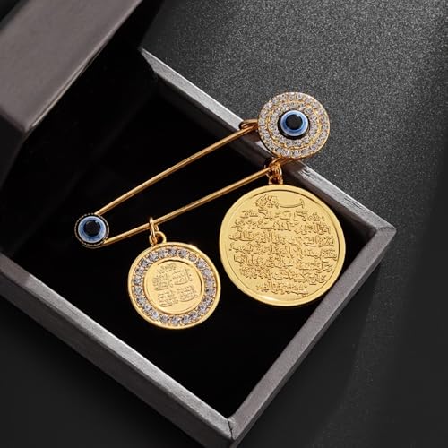 Fashionable Arabian Lucky Eye Blue Turkish Evil Eye Brooch with Fatima Hands Muslim Gift Islamic Jewelry Amulet